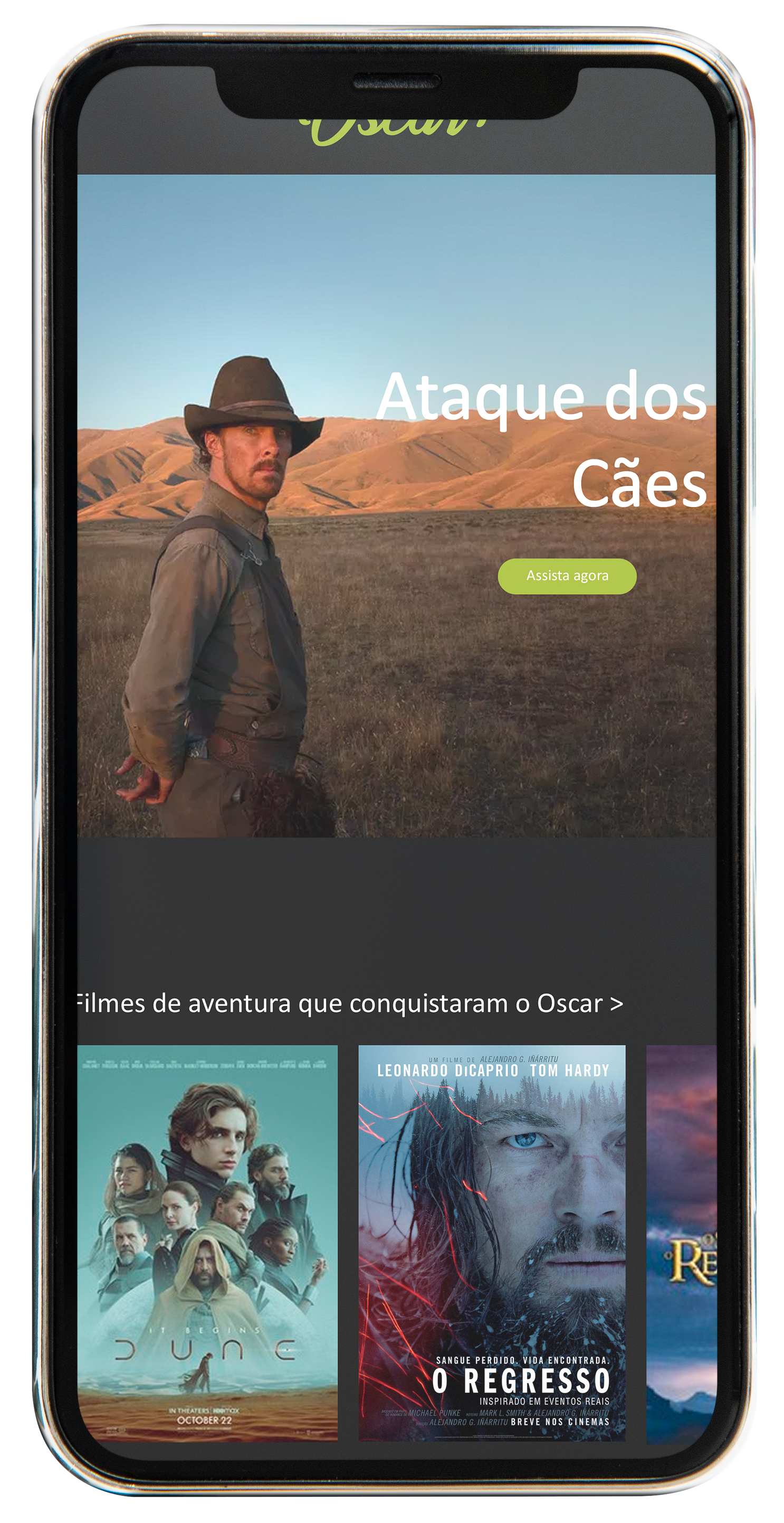 Celular com o aplicativo Oscar+